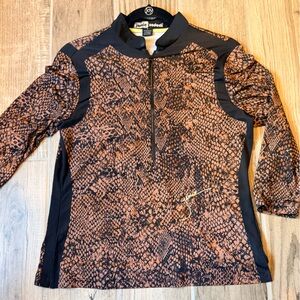 Jamie Sadock Black and Brown 3/4 Sleeve Top.  EUC